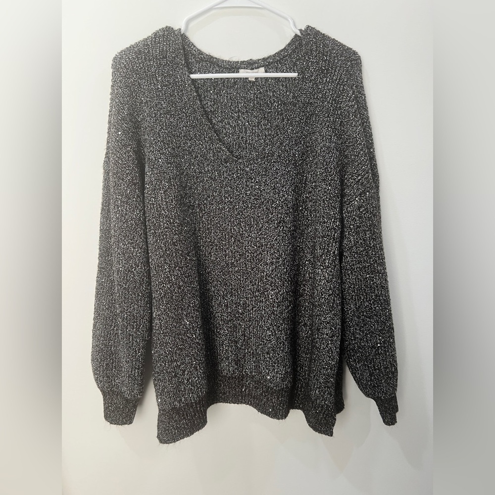 Maurices Black and Silver V-Neck Sweater - Picture 1 of 6